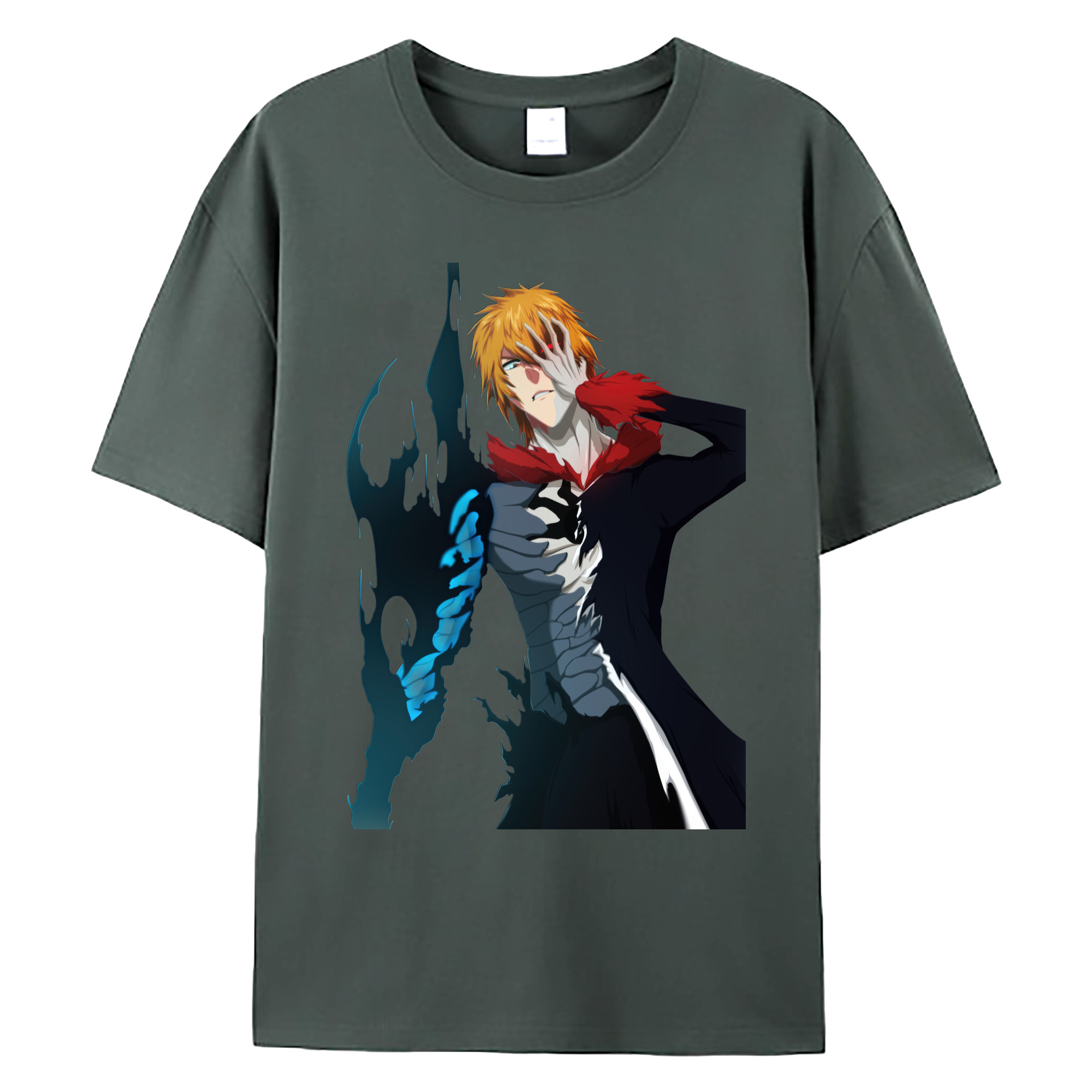 （画像用） ブリーチ 黒崎一護（くろさき いちご）BLEACH Kurosaki Ichigo 綿100％ メンズ半袖Tシャツ｜肌触りやわらか＆通気性